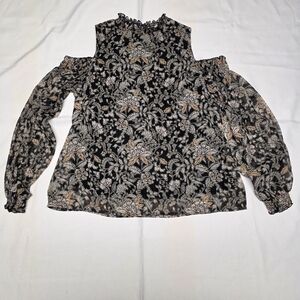 Floral Cold Shoulder Women's Top L